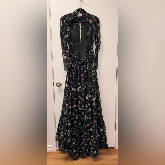 NWOT MAC DUGGAL Floral High Neck Puff Long Sleeve Gown sz 8 - Picture 5 of 8